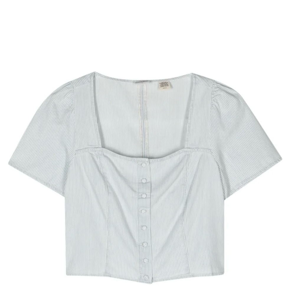 Pascale Striped Denim Blouse In Blue